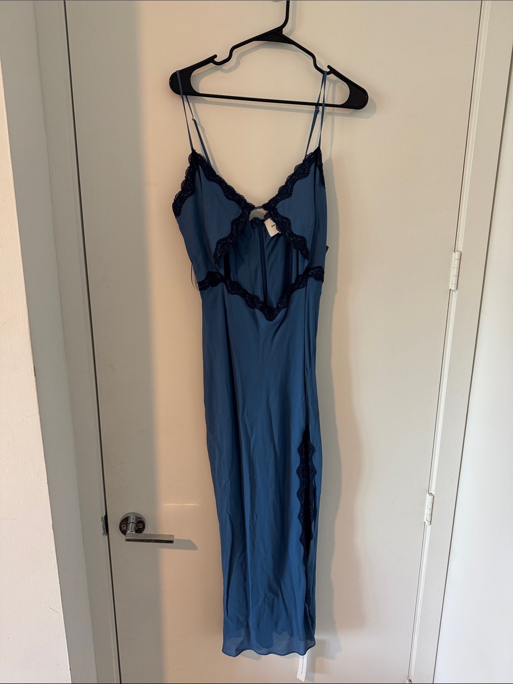 Reformation Blue Lace-Trim Slip Dress - Picture 3 of 6
